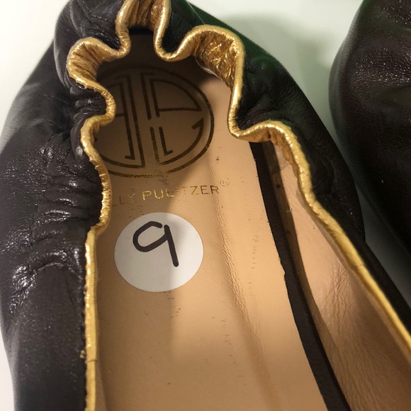 SOLD Lilly Pulitzer Chocolate Leather Ballet Flats - Picture 4 of 8